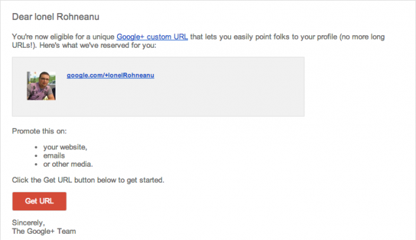 Custom URL pentru profilul tau Google+