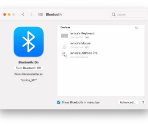 Dispozitive Apple conectate prin bluetooth la MacBook