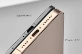 Oppo Find N5 grosime vs iPhone 16 Pro